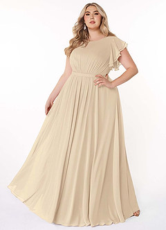 Azazie Daphne Modest Bridesmaid Dresses A-Line Ruffled Chiffon Floor-Length Dress image7