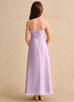 Azazie Zaida Girls Formal Flower Girl Dresses Frosted Lilac A-Line Pleated Chiffon Dress image2