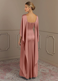 Azazie Eli Mother of the Bride Dresses Rosette Sheath Boatneck Stretch Satin Dress image2