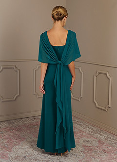 Azazie Dion Mother of the Bride Dresses Peacock Sheath Scoop Stretch Crepe Dress image6