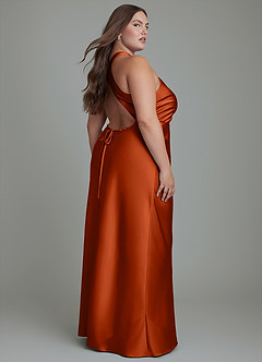 Azazie Evadne Brautjungfernkleider Etui Plissee Stretch-Satin Kleid Paprika image8