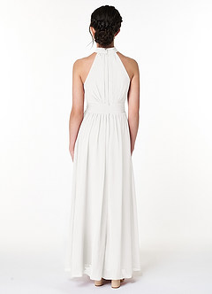 Azazie Iman Junior White A-Line Pleated Chiffon Dress image2