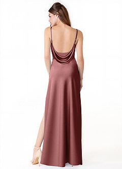 Azazie Alaija Bridesmaid Dresses Amethyst Mermaid Side Slit Stretch Satin Dress image4