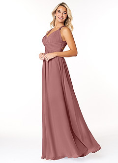 Azazie Ashia Final Sale Desert Rose A-Line Pleated Chiffon Dress image3
