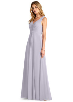 Azazie Gina Bridesmaid Dresses Fog A-Line V-Neck Pleated Chiffon Dress image18