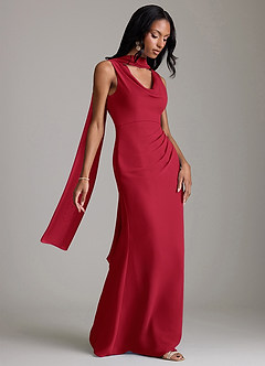 Azazie Linelle Bridesmaid Dresses Scarlet Mermaid Pleated Chiffon Dress image8
