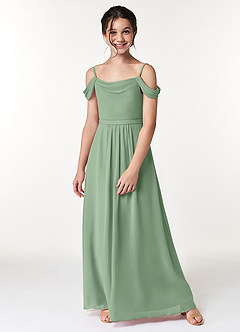 Azazie Alivia Junior Amethyst A-Line Off the Shoulder Chiffon Dress image5