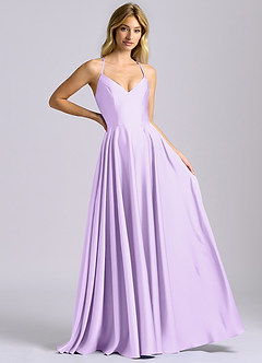 Azazie Truce Bridesmaid Dresses Lilac A-Line Stretch Satin Dress image6
