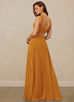 Christian Siriano Bridal for Azazie 1009 Bridesmaid Dresses Butterscotch A-Line Pleated Chiffon Dress image3