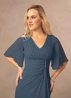 Azazie Carson Mother of the Bride Dresses Neptune A-Line V-Neck Lace Chiffon Dress image4