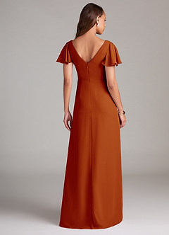 Azazie Soren Brautjungfernkleider A-Linie Gestreift Chiffon Kleid Paprika image2