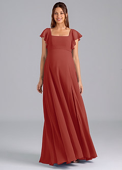 Azazie Bondi Abiti da damigella d'onore premaman Abito A-Line Increspato Chiffon Floor-Length image3