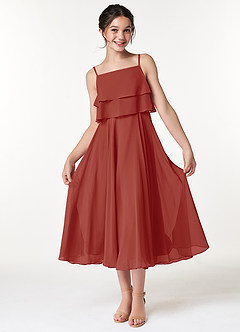 Azazie Ensley Junior Terracotta A-Line Pleated Chiffon Dress image5