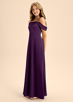 Azazie Anselie Junior Vestido de Uva de Satén Elástico de Corte En A con Vestidos sin tirantes image6