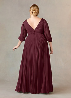 Azazie Zahara Mother of the Bride Dresses Cabernet A-Line V-Neck Pleated Chiffon Dress image8