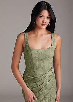 Azazie Mero Abiti da Damigella Abito Tubino in Burnout Floreale Plissettato Pistacchio image6