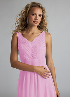 Azazie Grace Bridesmaid Dresses Candy Pink A-Line Pleated Chiffon Dress image5