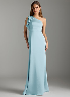 Azazie Rinna Brautjungfernkleider Meerjungfrau-Linie Gestreift Stretch-Satin Kleid Himmelblau image1