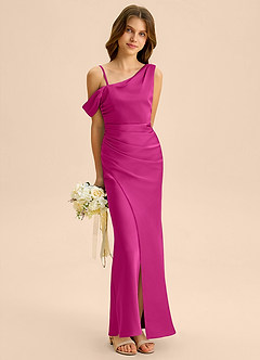 Azazie Madelyn Junior Klä av Tubklänning i Stretch Satin Av axeln image4