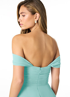 Azazie Kaitlynn Finale sale Converteerbaar Jurk van Chiffon met rijk Ruches Eucalyptus image5