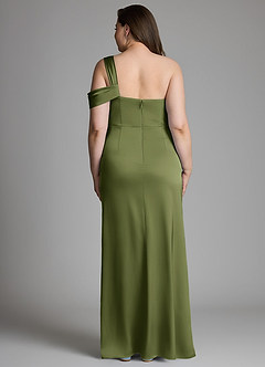 Azazie Wynter Bridesmaid Dresses Olive Sheath One Shoulder Stretch Satin Dress image8
