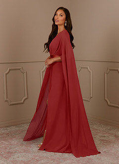 Azazie Isa vestidos de madre de la novia Vestido de Óxido de Gasa de Corte En A con Cuello en V plisado image2