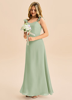 Azazie Mavie Junior Linia A Marszczony Szyfon Długość podłogi Młodsza druhna Sukienka image1