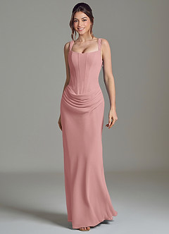 Azazie Niamh Bridesmaid Dresses Dusty Rose Mermaid Corset Chiffon Dress image4
