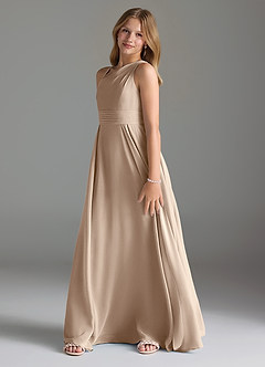 Azazie Dallas Junior Linia A Pofałdowany Szyfon Długość podłogi Młodsza druhna Sukienka image4