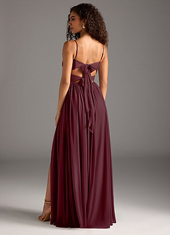 Azazie Zeya Bridesmaid Dresses Cabernet A-Line Pleated Mesh Dress image2