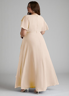 Azazie Aaliyah Modest Bridesmaid Dresses A-Line Scoop Pleated Chiffon Floor-Length Dress image9