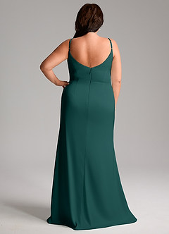 Azazie Deandra Bridesmaid Dresses Pine Mermaid Pleated Stretch Satin Dress image8