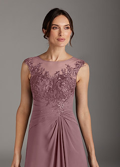 Azazie Endora Mother of the Bride Dresses Dusty Rose A-Line Scoop Lace Chiffon Dress image2