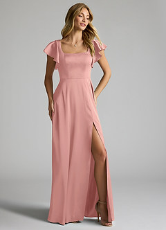 Azazie Bondi Bridesmaid Dresses Rosette A-Line Bow Stretch Satin Dress image2
