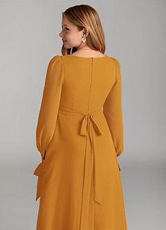 Azazie Leonia Junior Butterscotch A-Line with Pockets Chiffon Dress image6