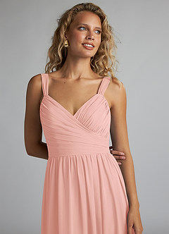 Azazie Aziza Bridesmaid Dresses Rosette A-Line V-Neck Pleated Chiffon Dress image5