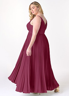 Azazie Raychelle Brautjungfernkleider A-Linie V-Hals Chiffon Kleid Maulbeerrot image10