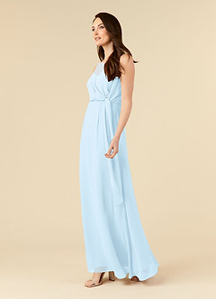 Azazie Marchioness Mother of the Bride Dresses Sky Blue A-Line Scoop Pleated Chiffon Dress image3