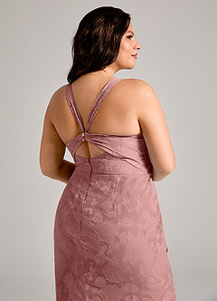 Azazie Mero Bridesmaid Dresses Dusty Rose Sheath Pleated Floral Burnout Dress image12