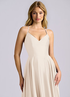 Azazie Truce Robes de demoiselle d'honneur Robe Trapèze en Satin extensible Albâtre Blanc image7