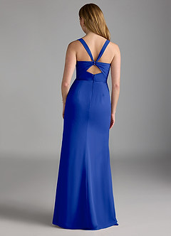 Azazie Mero Vestidos de damas de honor Vestido de Azul Real de Gasa de Corte Recto con Plisado image3
