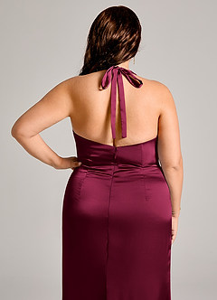 Azazie Valerie Robes de demoiselle d'honneur Robe Sirène en Satin extensible Plissé Bourgogne image8