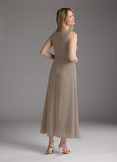 Azazie Anitta Mère de la mariée Robes Robe Combinaison/Tailleur Pantalon en Crêpe Élastique Plissée Taupe image5