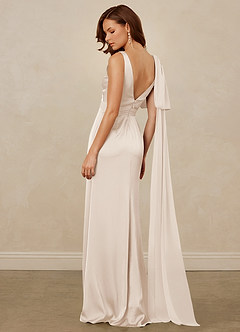Christian Siriano Bridal for Azazie 1011 Bridesmaid Dresses White Alabaster Mermaid Bow Stretch Satin Dress image9