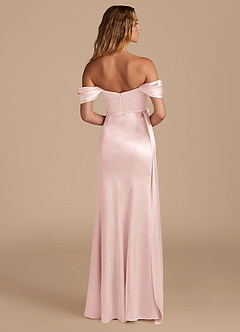 Azazie Amyra Brautjungfernkleider Wandelbar Meerjungfrau-Linie Herzausschnitt Metallischer Satin Kleid Zartrosa image6