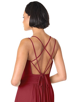 Azazie Farren Bridesmaid Dresses Pomegranate A-Line Pleated Chiffon Convertible Dress image7