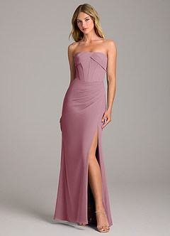 Azazie Chantel Bridesmaid Dresses Vintage Mauve Sheath Strapless Chiffon Convertible Dress image1