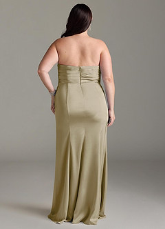 Azazie Yola Bridesmaid Dresses Moss Green Sheath V-Neck Pleated Stretch Satin Convertible Dress image10