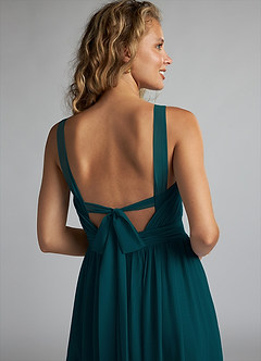 Azazie Aziza Bridesmaid Dresses Pine A-Line V-Neck Pleated Chiffon Dress image6