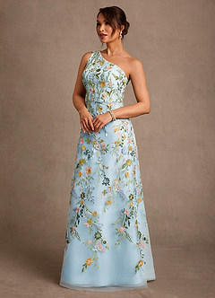 Azazie Bertie Mother of the Bride Dresses Sky Blue A-Line Lace Dress image3